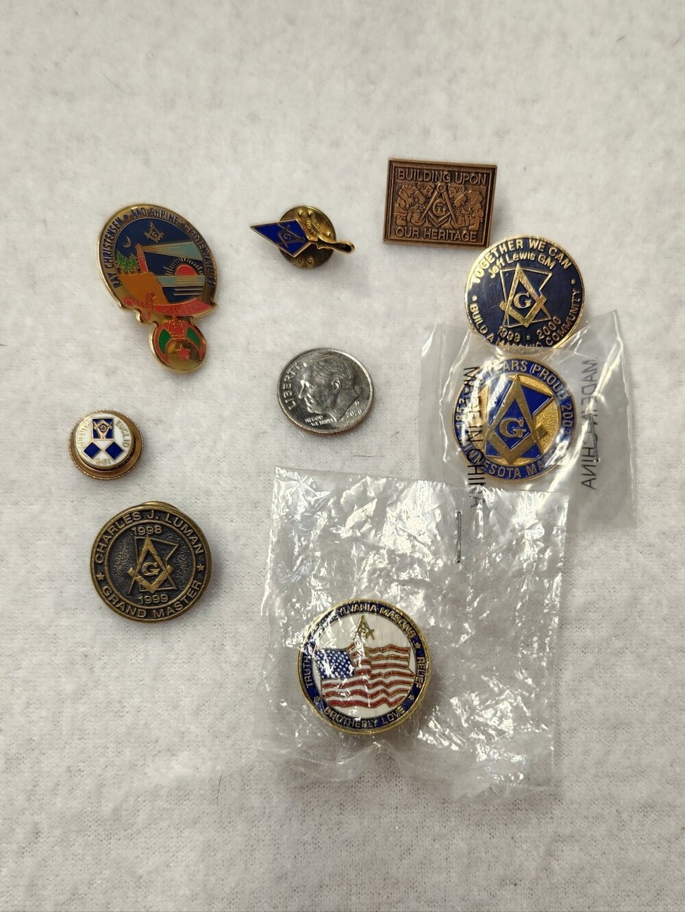 Vintage Masonic Lodge Enamel Lapel Pin Lot of 8 Blue Gold Freemason Collectibles
